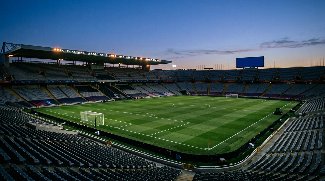Stade calme au crépuscule, illustration pour rappeler la prudence et le jeu responsable